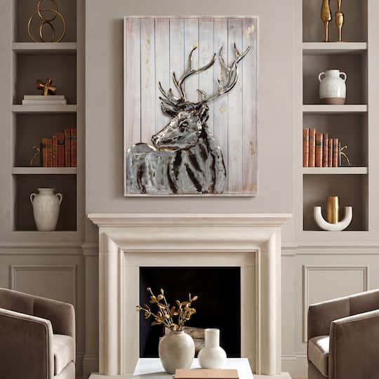 Empire Art Direct 40" x 30" Deer 2 Framed Metal Wall Sculpture